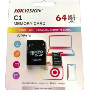 Флеш карта Micro SecureDigital 64Gb Hikvision HS-TF-C1/64G {MicroSDHC Class 10 UHS-I}, фото 
