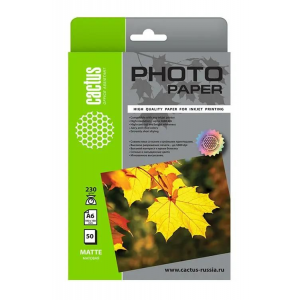 Фотобумага Cactus CS-MA623050 A6/230г/м2/50л./белый матовое для струйной печати, фото 