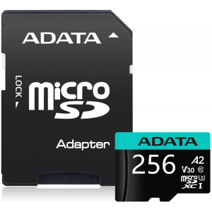 Карта памяти MICRO SDXC 256GB W/AD. AUSDX256GUI3V30SA2-RA1 ADATA, фото 