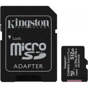 Флеш карта microSDHC 512GB microSDXC Class10 Kingston  UHS-I Canvas Select up to 100MB/s с адапт., фото 