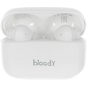 Наушники с микрофоном A4Tech Bloody M30 белый вкладыши BT в ушной раковине (M30), фото 