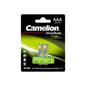 Батарейки Camelion AAA-1100mAh Ni-Mh BL-2 (NH-AAA1100BP2, аккумулятор,1.2В) (2 шт. в уп-ке), фото 