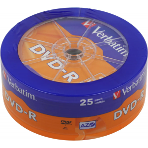 Диск DVD-R Verbatim 4.7Gb 16x Cake Box (25шт) (43730), фото 