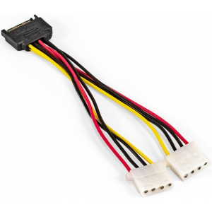 Кабель питания SATA ExeGate EX-CC-SATAM2MF-0.15 (15pin M/2xMolex F, 0,15м), фото 