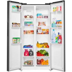 Холодильник Maunfeld MFF177NFSE нержавеющая сталь инвертер двухкамерный Side by Side 263/170л морозилка сбоку, фото 