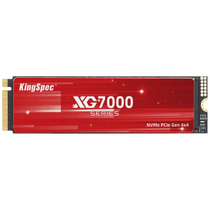 Накопитель SSD M.2 KingSpec 1.0Tb XG7000 Series  (PCI-E 4.0 x4, up to 7400/6600MBs, 3D TLC, 600TBW, NVMe 1.4, 22х80mm, heatsink), фото 