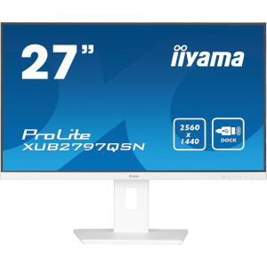 Монитор Iiyama 27 ProLite XUB2797QSN-W1, белый, IPS LED 1ms 16:9 HDMI M/M матовая HAS Piv 1300:1 250cd 178гр/178гр 2560x1440 100Hz DP Quad HD 2K (1440p) USB 6.1кг, фото 