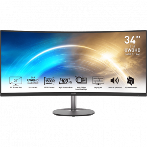 Монитор 34 MSI Pro MP341CQ VA 3440x1440, 100 Гц, 1 мс, 21:9, 300 кд/м2, 1xHDMI, 1xDP, изогнутый, черный, фото 