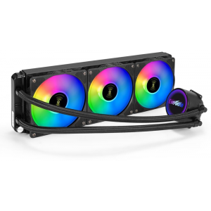 Комплект водяного охлаждения ExeGate BlackWater-360.PWM.RGB (RGB подсветка, LGA2066/2011/1366/1150/1151/1155/1156/1200/1700/1851/AM4/AM5/FM1/FM2/FM2+/AM2/AM2+/AM3/AM3+, TDP 280W, Fan 120mm, PWM, 800-2000RPM, Hydro bearing, 4pin, 37db, с термопастой, на ви, фото 