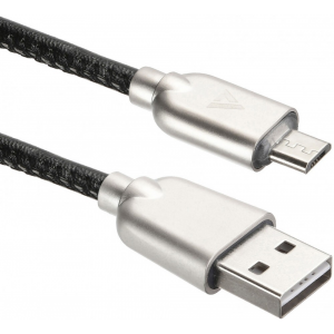 USB кабель ACD-Allure MicroUSB ~ USB-A Кожа, 1м, черный (ACD-U926-M1B), фото 