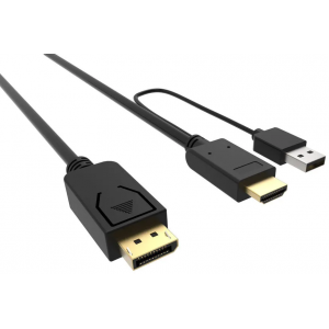 Кабель аудио-видео Buro HDMI (m)/DisplayPort (m) 2м. Позолоченные контакты черный (HDMI-DP-2M), фото 