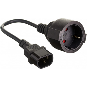 Кабель-переходник (UPS->розетка) ExeGate Power EC-30P (C14->Евророзетка) VDE-250V-3*0.75-CU, 0.15м, фото 
