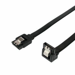 Кабель интерфейсный SATA Cablexpert CC-SATAM-DATA90-BL-50CM, Sata3 7pin/7pin, мет.защелка, угловой разъем, 50см, черный, пакет, фото 