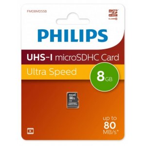 Флеш карта microSD 8GB PHILIPS microSDHC Class 10, фото 