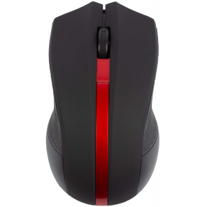 Мышь беспроводная HIPER HOMW-073 /1000 dpi/оптический/3 кнопки/Soft-touch покрытие/USB-приемник/2,4 ГГц/батарея 2хААА/черный и красный (HOMW-073), фото 