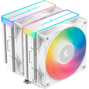 Кулер для процессора DEEPCOOL AG620 WH ARGB V2 LGA20XX/1700/1200/115X/AM5/AM4 (9шт/кор, TDP 260W, PWM, ARGB DUAL Fan 120mm, 6 тепл. трубок, белый) RET, фото 