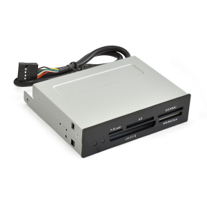 Картридер USB2.0 ExeGate  3.5, мультиформатный: CF/SD/MMC/MS/MS Duo/MS pro/T flash, черный, металл, фото 