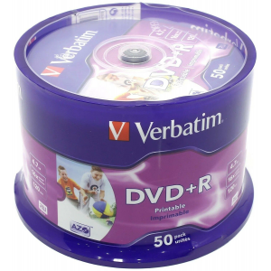 Диск DVD+R Verbatim 4.7Gb 16x Cake Box (50шт) Printable (43512), фото 