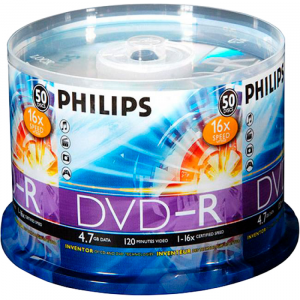 Диск DVD-R Philips 4.7Gb 16x Cake Box (50шт) (5751), фото 