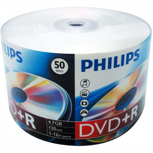 Диск DVD+R Philips 4.7 Gb, 16x, Bulk 50, фото 