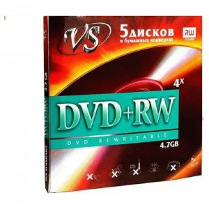Диск DVD+RW VS 4.7 Gb, 4x, Конверт (5), (5/250)., фото 