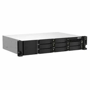 Сетевое хранилище  SMB QNAP TS-873AeU-4G NAS 8x3.5/2.5 SATA/SSD trays, 2 x M2 PCIe, 2x 2.5 GbE, 2U rackmount, 1 PSU. AMD Ryzen V1500B 4-core/8-thread 2.2 GHz processor, 4 GB DDR4 RAM (1*4 GB) up to 64GB (2*32 GB). W/o rail kit RAIL-B02, фото 