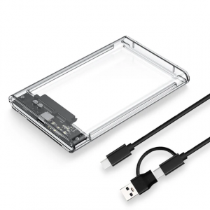 Бокс для жесткого диска 2,5 Yucun пластиковый USB 3.0 прозрачный, фото 