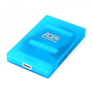 Внешний корпус 2.5 SATA HDD/SSD AgeStar 3UBCP1-6G (BLUE) USB 3.0, пластик, синий, безвинтовая конструкция, фото 