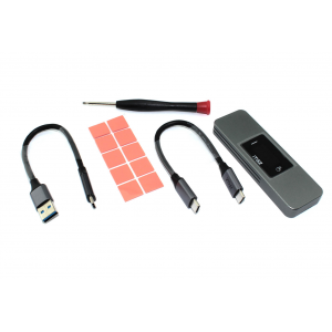 Умный бокс для M.2 NVMe и SATA SSD алюминиевый, с экраном, фото 