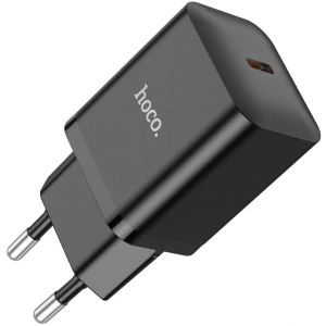 Сетевое зар./устр. Hoco N27 Black 20W 3A+2.22A+1.67A (PD+QC+AFC) USB-C универсальное черный, фото 