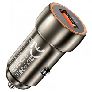 Автомобильная зарядка HOCO Z46 Blue shield, 1xUSB, 18W, серый металлик, фото 