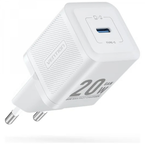 Сетевое зарядное устройство Vention на 1 порт USB С GaN 20W  Белый, фото 