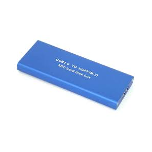 Бокс для SSD диска NGFF (M2) с выходом USB 3.0 алюминиевый, синий, фото 