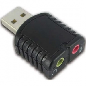 Внешний стерео-аудио адаптер Speed Dragon FG-UAU02D-1AB-BU01 Tiny USB Stereo Sound Adapter (24bit 96kHz), SSS1700 black case, Bulk packing, фото 