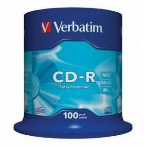 Диск CD-R Verbatim 700Mb 52x Cake Box (100шт) (43411), фото 