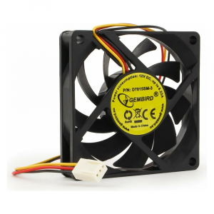Вентилятор Gembird, 70x70x15, втулка, 3 pin, провод 25 см, фото 