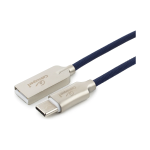 Кабель USB 2.0 Cablexpert CC-P-mUSB02Bl-1M, AM/microB, серия Platinum, длина 1м, синий, блистер, фото 