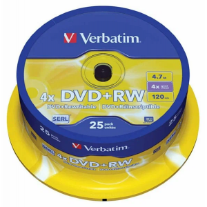 DVD+RW VERBATIM 4.7 Gb 4x speed Cake Box (25) silver, фото 