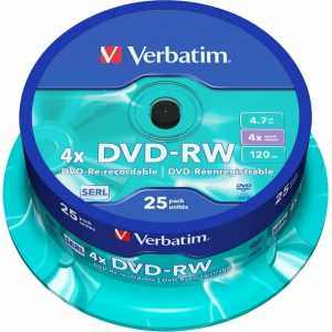 DVD+RW VERBATIM 4.7 Gb 4x speed Cake Box (25) silver, фото 