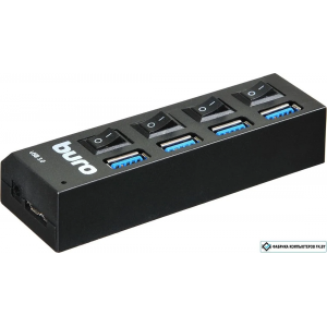 USB 3.0 HUB 4 Port Buro BU-HUB4-U3.0-L чёрный, фото 