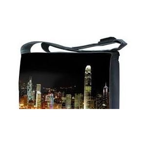 15.6" Сумка HQ-Tech с картинкой "Ночной Hong Kong", нейлон, фото 