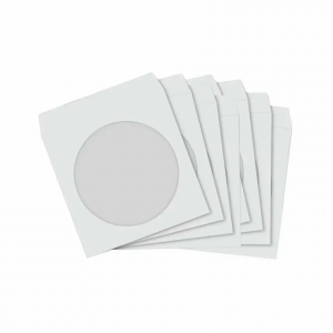 Конверт для CD/DVD белый с окном, клапан с язычком, 100 шт/уп, фото 