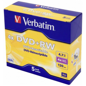 DVD-RW Verbatim 4.7Gb 4x Jewel case (5шт/уп) (43285), фото 