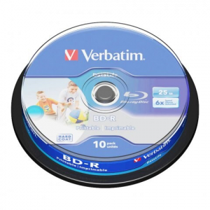Оптический диск BD-R VERBATIM 25Гб 6x, 10шт., 43804, cake box, printable, фото 