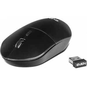 Мышь беспроводная SVEN RX-515SW черный, 1600 dpi, радиоканал, USB, кнопки - 4, фото 