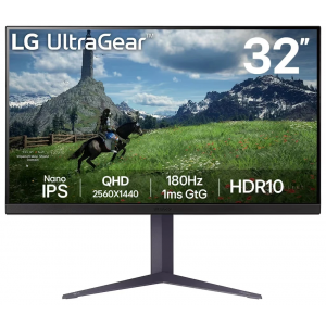 Монитор 31.5 LG UltraGear 32GS85Q-B IPS 2560x1440, 180 Гц, 1 мс, 16:9, 350 кд/м2, 2хHDMI, 1хDP, выход на наушники, черный, фото 