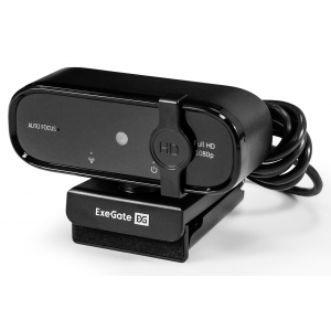 Веб-камера ExeGate BlackView C720 Full HD AF (2Мп, 1920х1080, 1080P, 30fps, автоматический фокус, защитная шторка, 4-линзовый объектив, микрофон с шумоподавлением, универсальное крепление, отверстие под штатив, USB, кабель 1,5 м, Windows® 7/8/10/11, Mac O, фото 