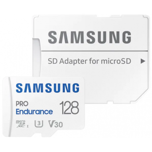 Флеш карта microSDXC 128GB Samsung PRO Endurance (для видеорегистратора) Class 10, UHS-I, W 30 МБ/с, R 100 МБ/с,  адаптер на SD, фото 