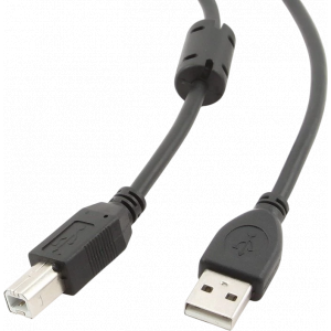 Кабель USB2.0 Cablexpert CCF-USB2-AMBM-1M, AM/BM, медь, двойн.экран, фер.кольцо, Pro, 1м, черный, пакет, фото 