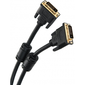 Кабель DVI DVI-D (m) - DVI-D (m), GOLD, ферритовый фильтр, 1.8м, черный, фото 